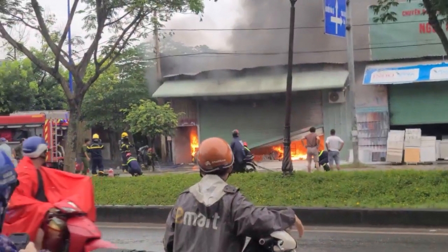 Cháy kho hàng ở TP.HCM, một ô tô bị thiêu rụi