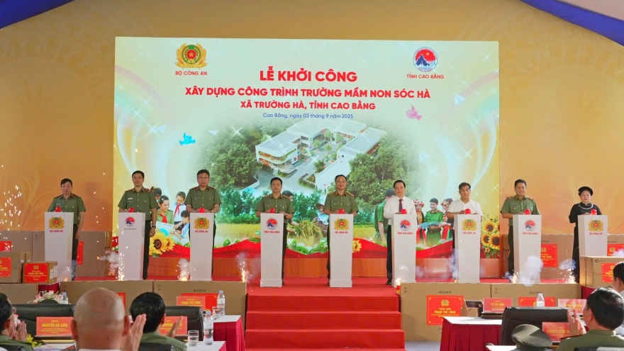 Bộ Công an và Tập đoàn Đèo Cả khởi công xây trường mầm non ở Cao Bằng