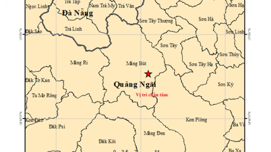 Lại ghi nhận thêm 2 trận động đất tại Quảng Ngãi