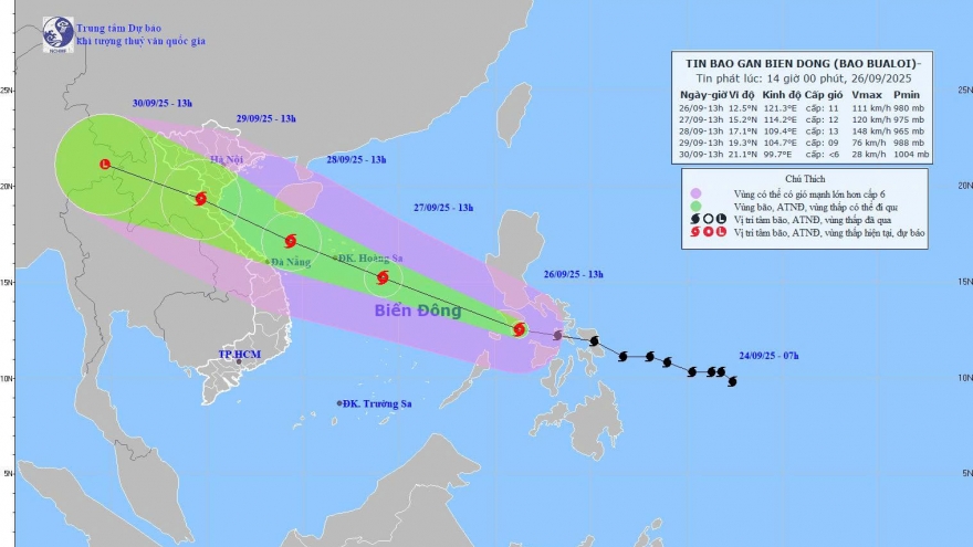 Bão BUALOI tiến vào Biển Đông, cảnh báo gió giật cấp 16, sóng cao 10 mét
