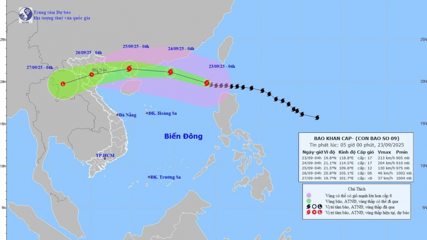 Siêu bão số 9 giật trên cấp 17, vượt qua Yagi, hướng vào Bắc Bộ