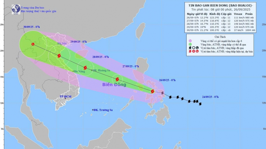 Bão BUALOI vào Biển Đông, nguy cơ gió giật cấp 16