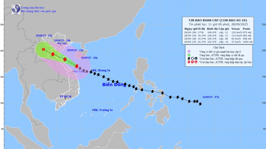 Bão số 10 áp sát đất liền, cảnh báo mưa lũ và nước biển dâng nguy hiểm