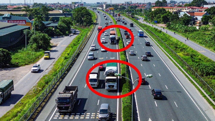 Từ ngày 9/9 xe tải sẽ bị xử phạt khi đi vào làn 1 trên cao tốc Pháp Vân - Cầu Giẽ