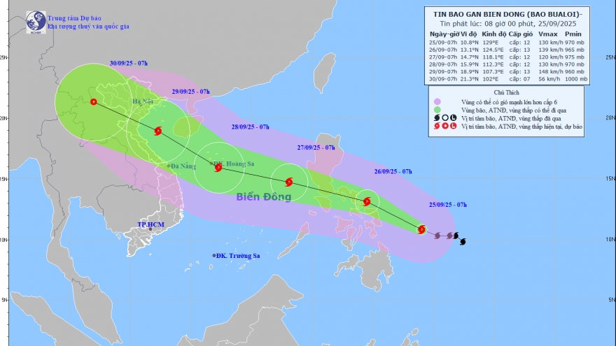 Bão Bualoi tiến gần Biển Đông, khả năng trở thành bão số 10 năm 2025