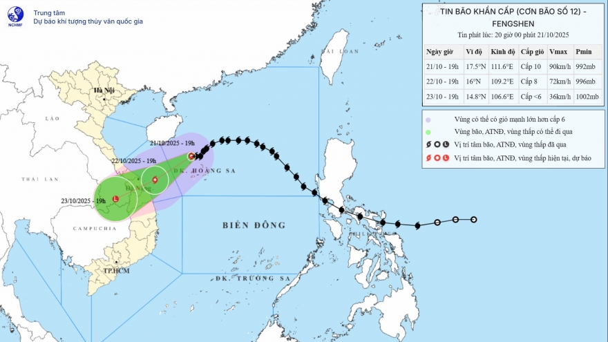 Bão số 12 di chuyển hướng Tây Tây Nam, cách thành phố Đà Nẵng 380km