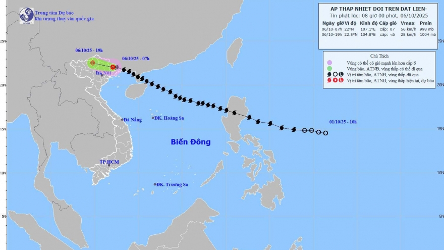 Áp thấp nhiệt đới suy yếu từ bão số 11 gây mưa lớn ở Bắc Bộ