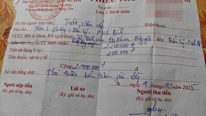 Thu 2,4 triệu đồng cho 12km, Trung tâm vận chuyển cấp cứu 115 Hưng Yên bị thu hồi giấy phép