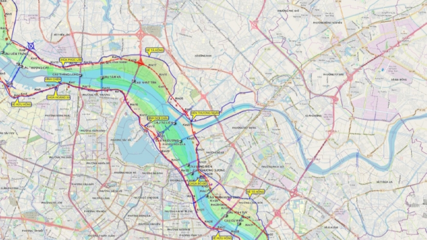 Sự khác biệt giữa các phương án hướng tuyến trục đại lộ cảnh quan sông Hồng