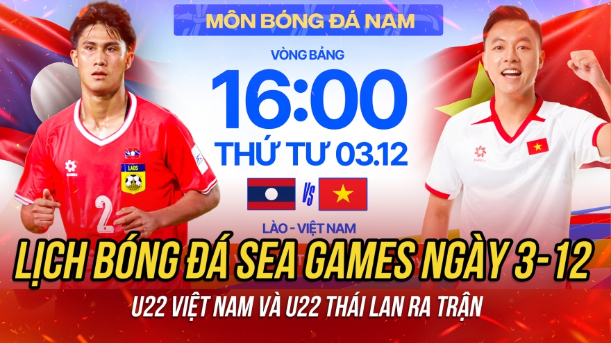 Lịch thi đấu và trực tiếp bóng đá SEA Games 33 hôm nay 3/12: U22 Việt Nam ra trận