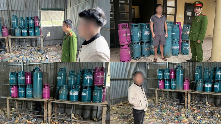 Bắt đối tượng sang chiết gas trái phép tại Hà Nội
