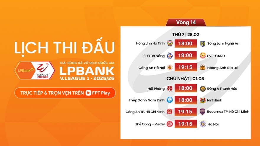Lịch thi đấu vòng 14 V-League 2025/2026: Đại chiến ở Thiên Trường