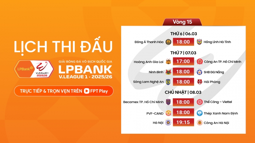 Lịch thi đấu vòng 15 V-League 2025/2026: Đại chiến ở Hàng Đẫy