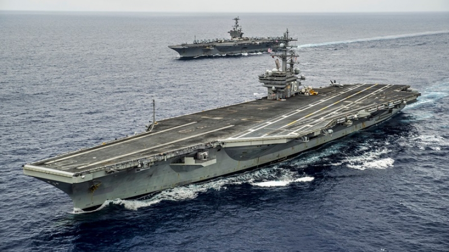 Mỹ điều hai tàu sân bay tới diễn tập quân sự lớn ở Biển Đông