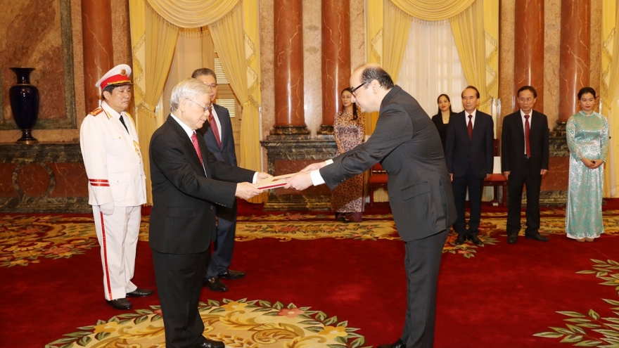 Ảnh: Tổng Bí thư, Chủ tịch nước tiếp các vị Đại sứ trình Quốc thư