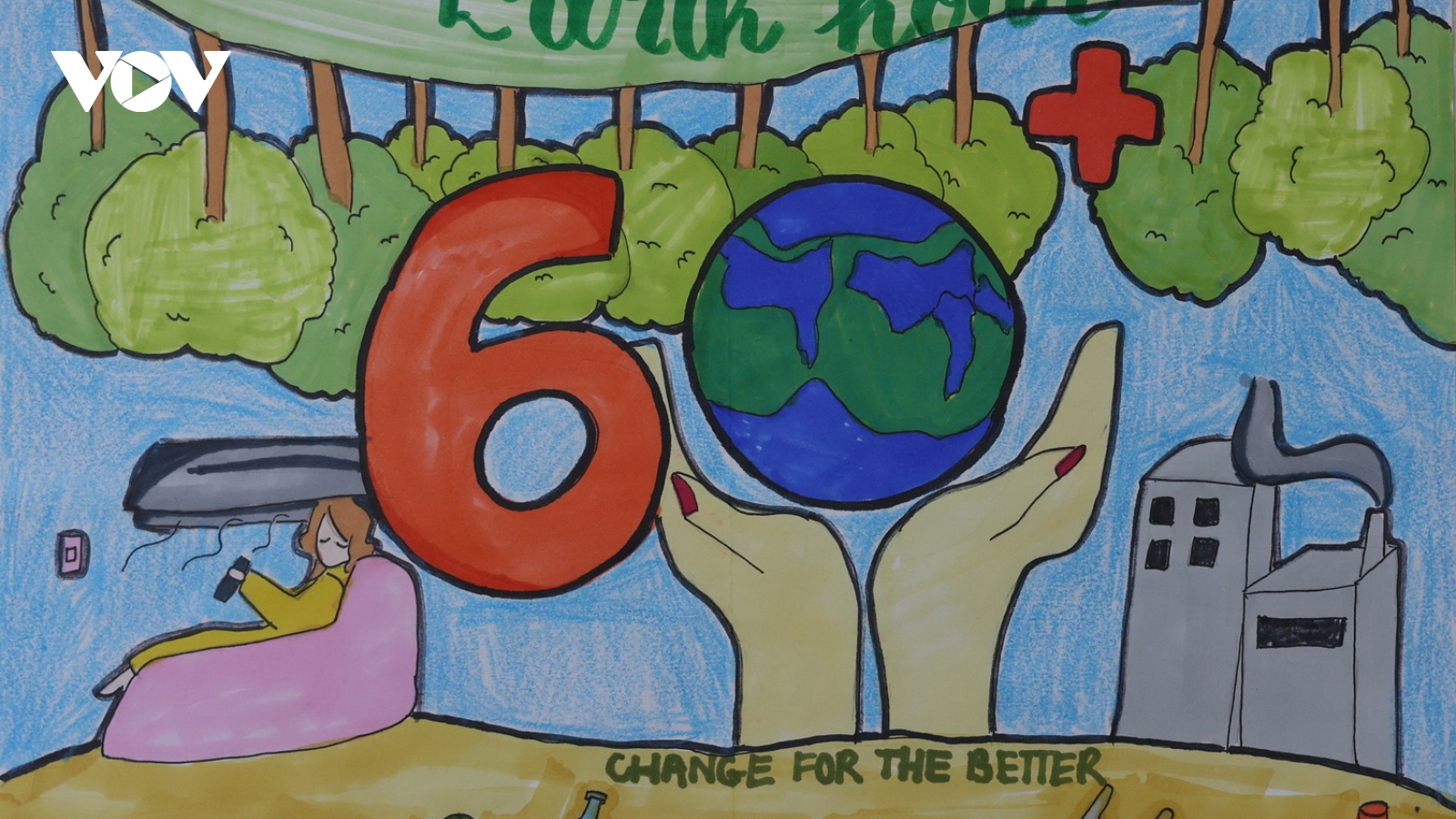 Học sinh vẽ tranh, dựng video tuyên truyền tiết kiệm điện