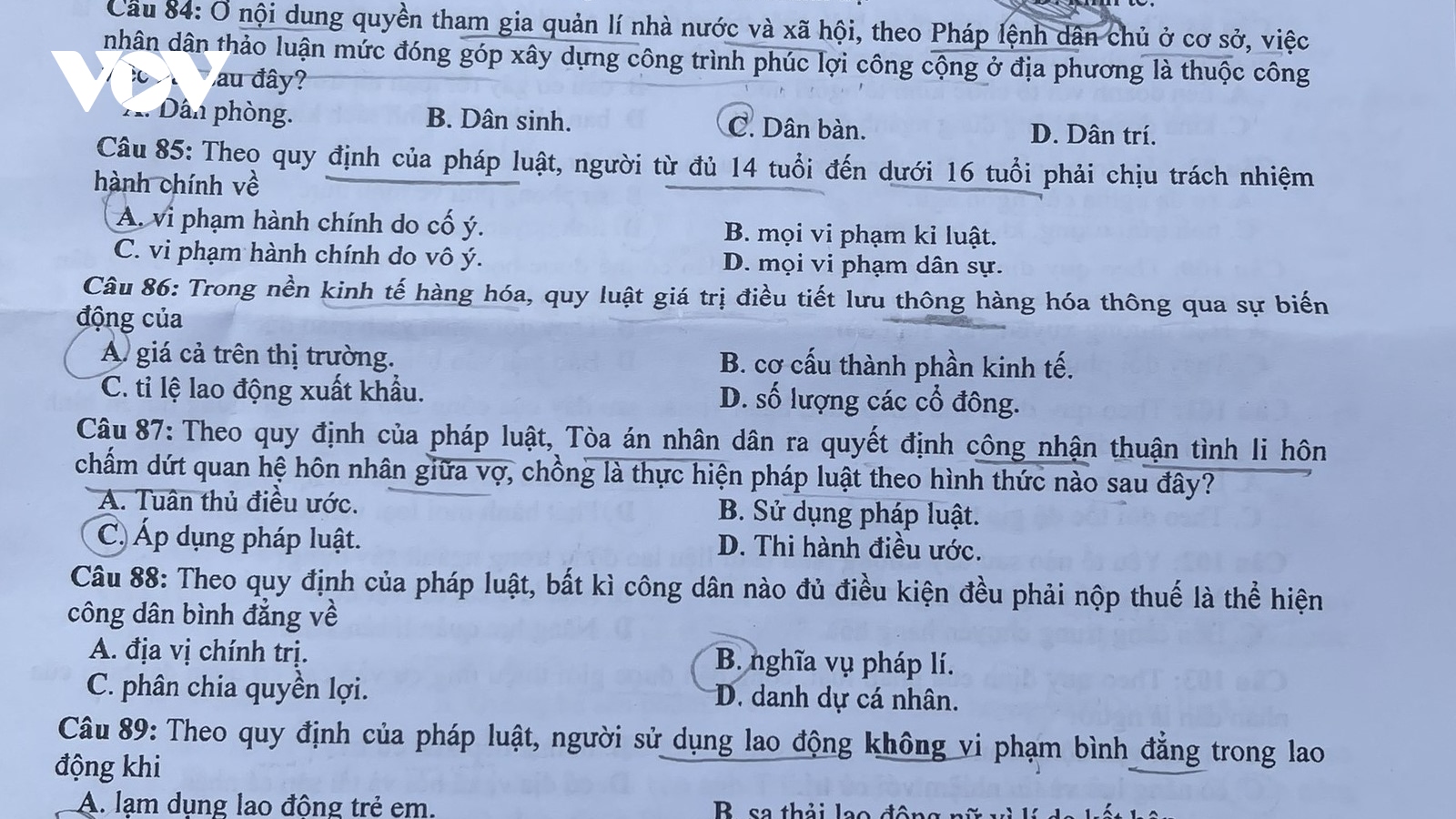 Đề thi môn Giáo dục công dân kỳ thi tốt nghiệp THPT 2023