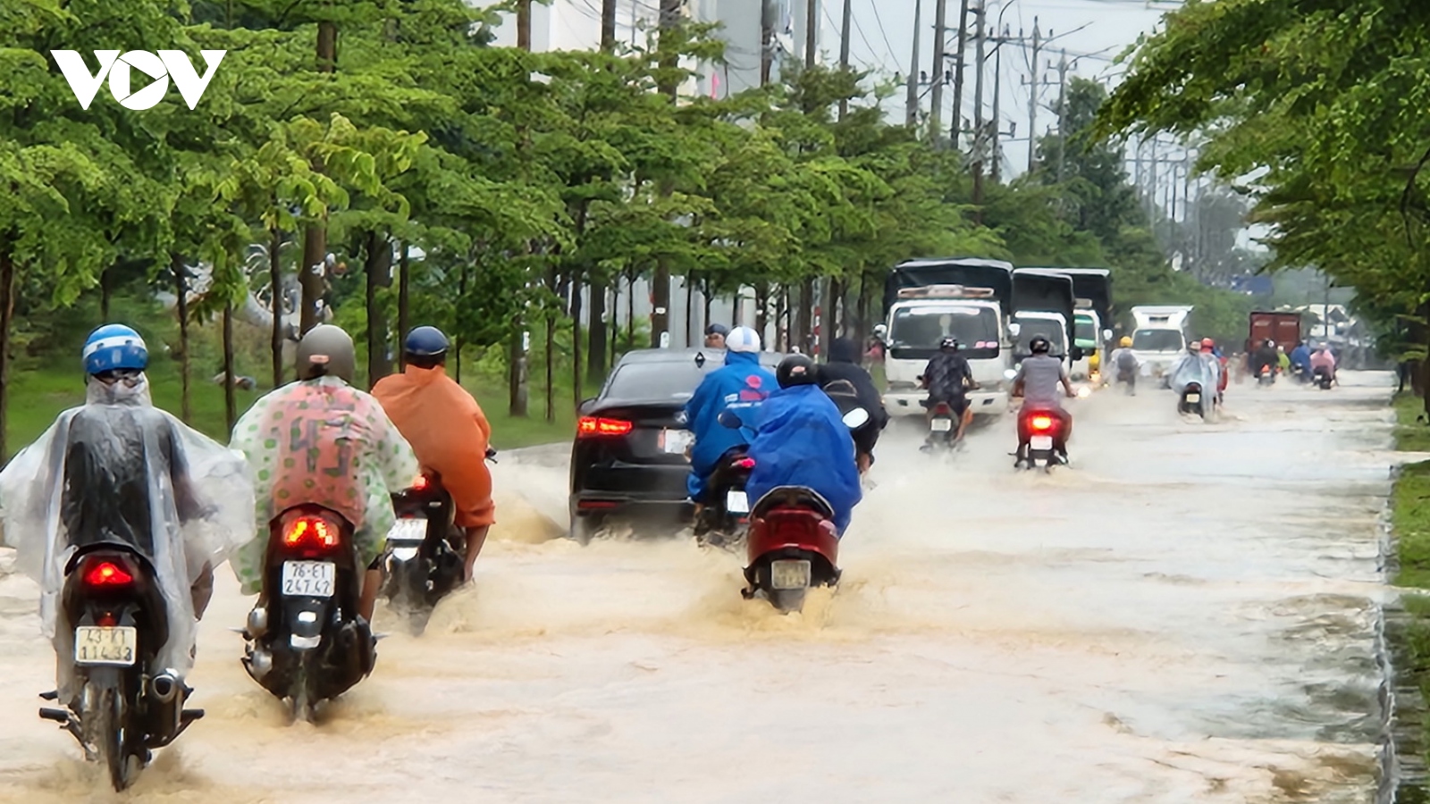 Nhiều tuyến phố ở Đà Nẵng biến thành sông trong mưa lớn