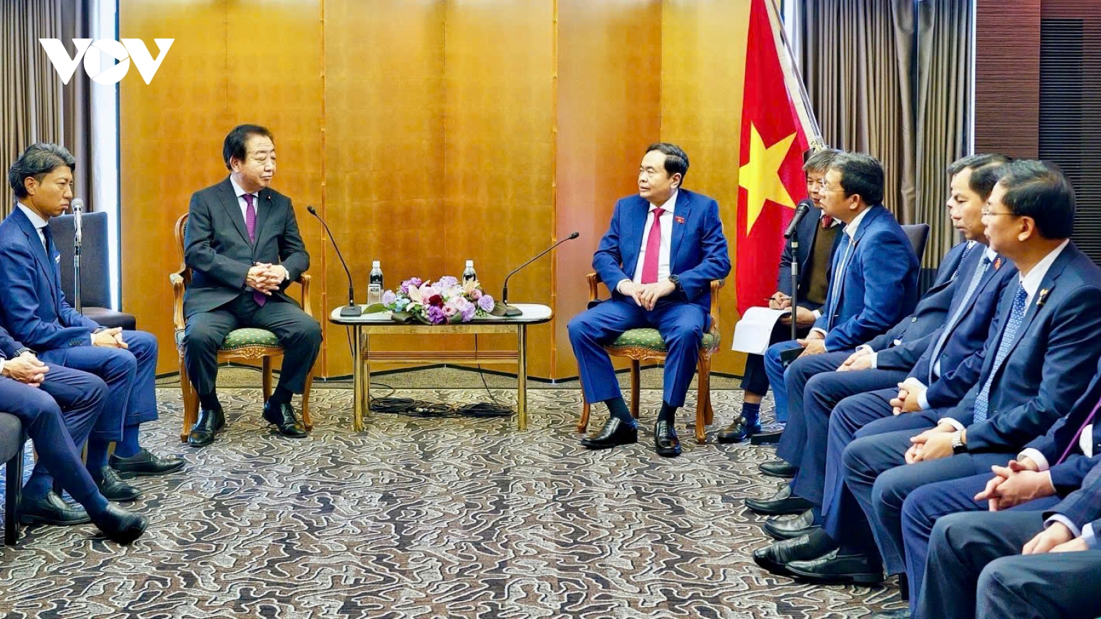 Chủ tịch Quốc hội Trần Thanh Mẫn tiếp Chủ tịch Đảng Dân chủ Lập hiến Nhật Bản