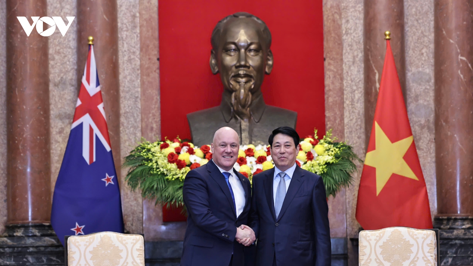 Chủ tịch nước Lương Cường tiếp Thủ tướng New Zealand Christopher Luxon