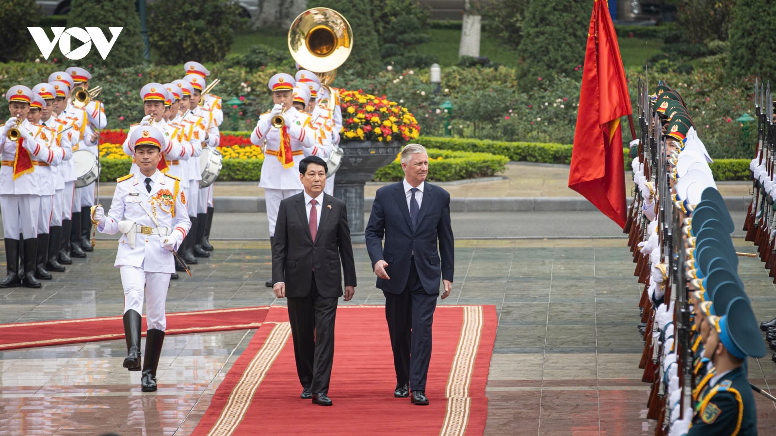 Chủ tịch nước Lương Cường chủ trì lễ đón Nhà vua Vương quốc Bỉ