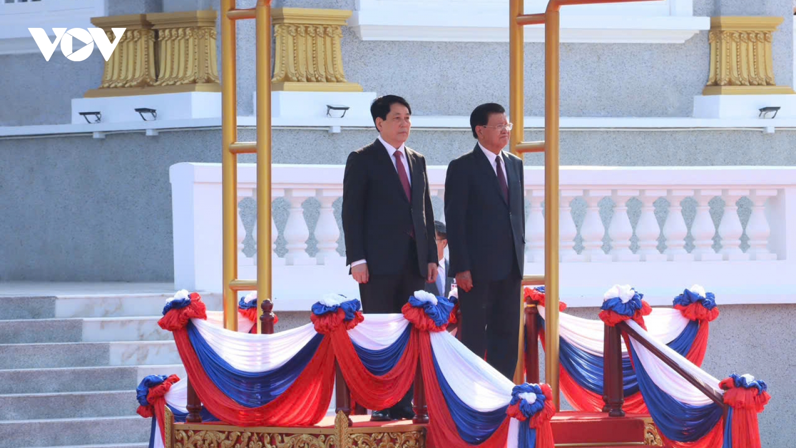 Lễ đón chính thức Chủ tịch nước Lương Cường thăm cấp Nhà nước CHDCND Lào