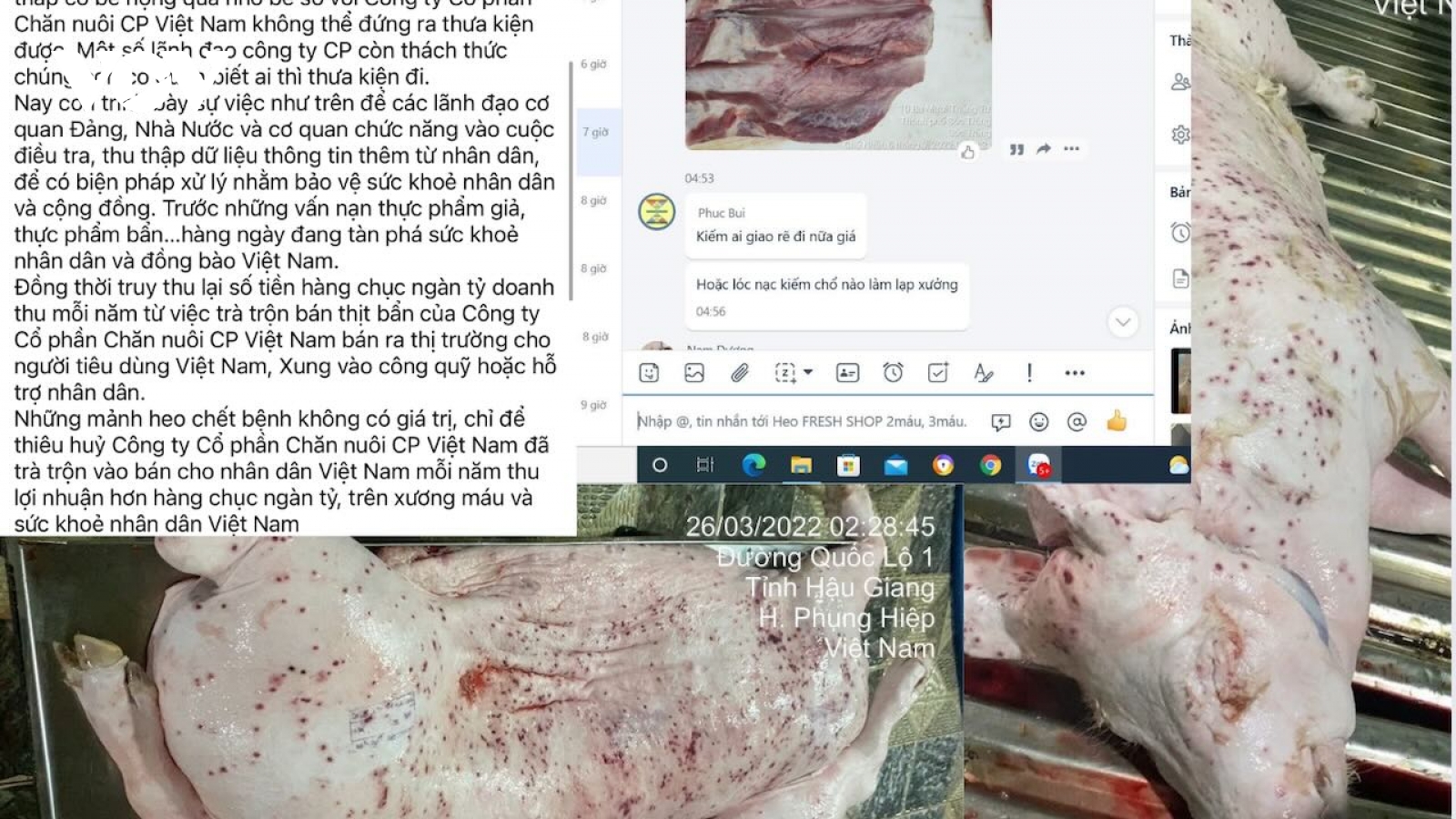 Xuất hiện tố cáo C.P Việt Nam bán thịt heo bệnh, người trong cuộc nói gì?