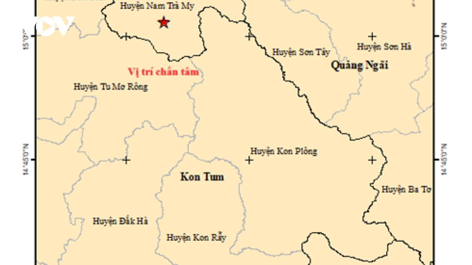 Xảy ra 3 trận động đất tại Kon Tum và Quảng Nam