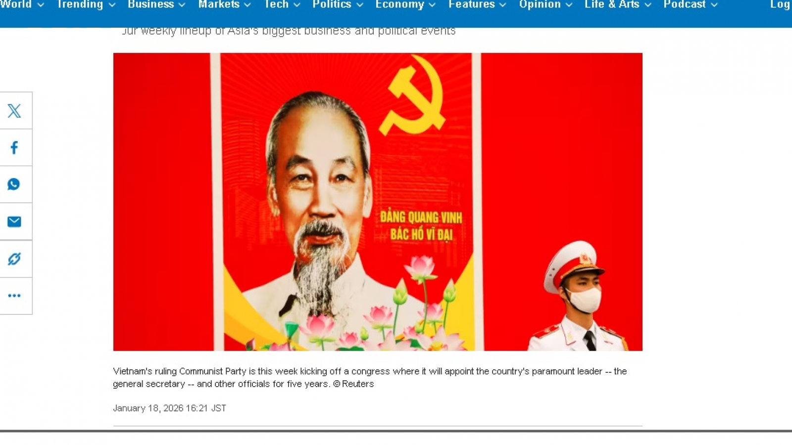 Truyền thông quốc tế đăng tải đậm nét về Đại hội XIV của Đảng