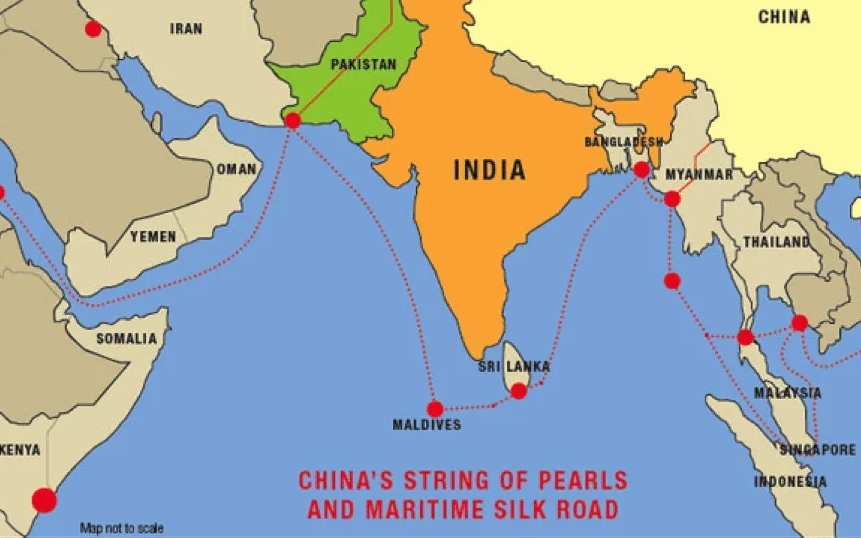 Trung Quốc, Ấn Độ, Pakistan, và “Con đường Tơ lụa trên biển”. Ảnh: GRI.