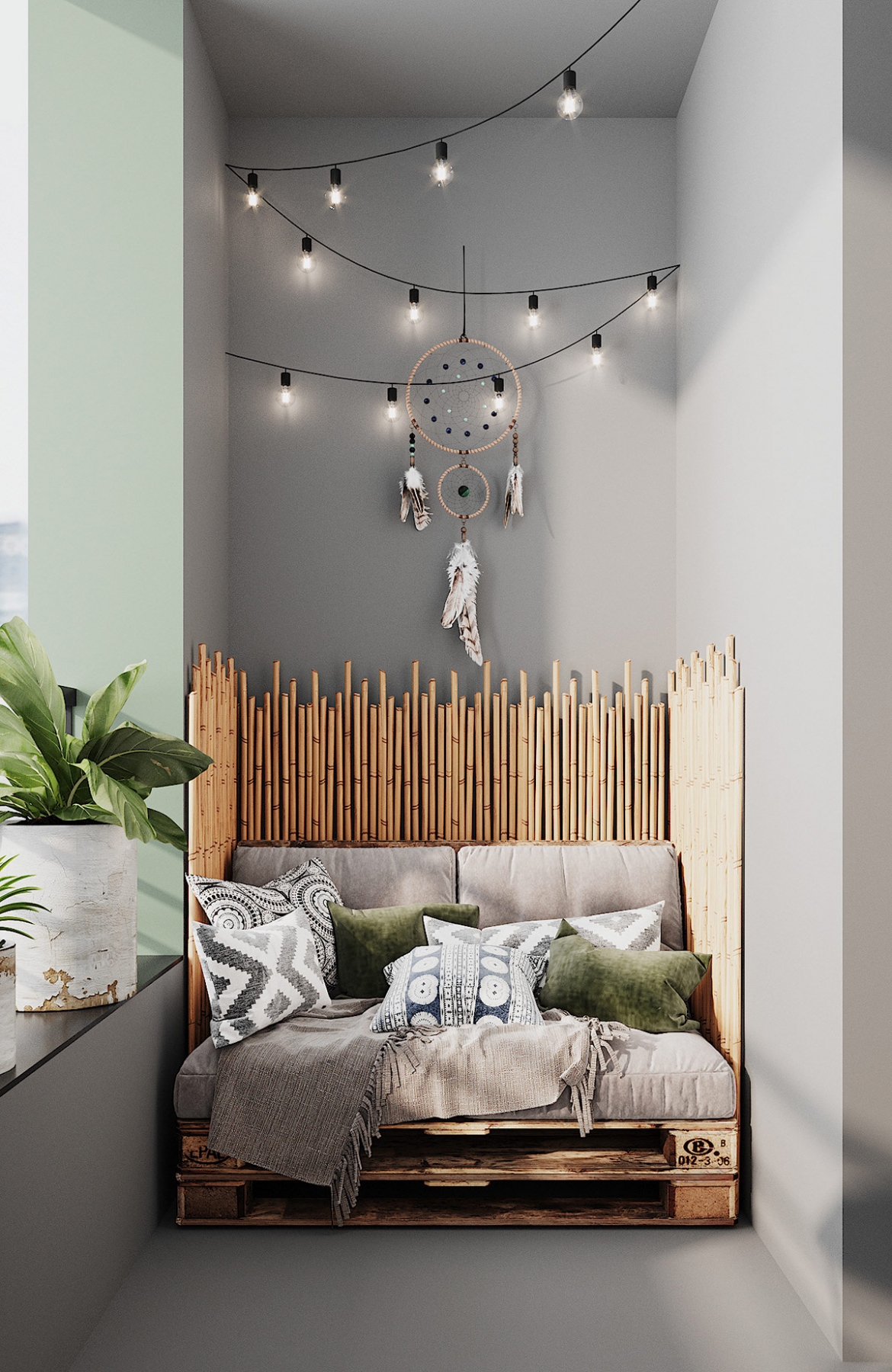 Tủ lưu trữ và giá đỡ gắn liền với tường, nhằm tiết kiệm diện tích.