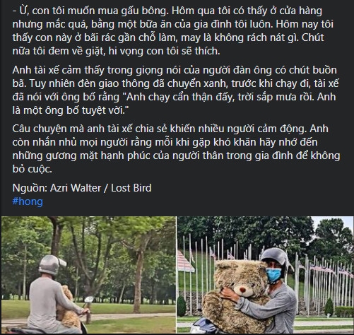 Bài chia sẻ trên mạng xã hội khiến nhiều người xúc động.