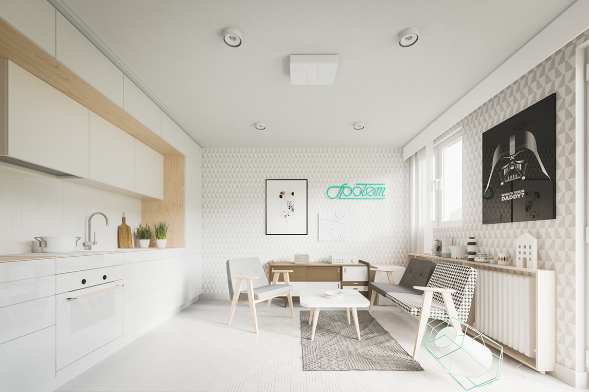 
​​​​​Ngôi nhà chỉ có diện tích vỏn vẹn dưới 50m2 bởi vậy chủ nhân dụng ý thiết kế căn nhà có màu sáng tạo cảm giác rộng rãi hơn. 