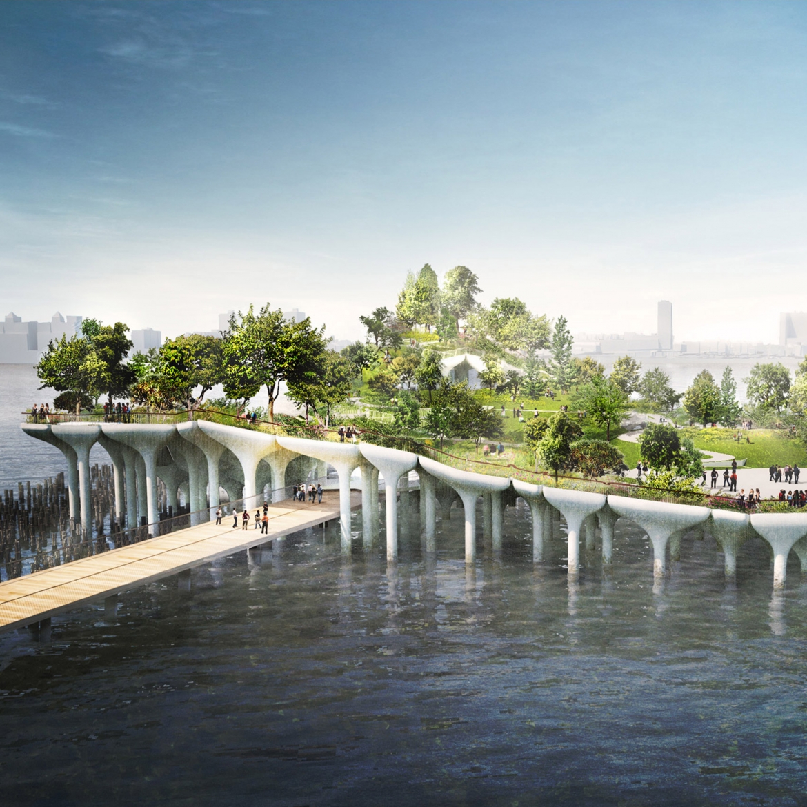 Đảo Little ở Mỹ của kiến trúc sư Heatherwick Studio sẽ được hoàn thành vào năm 2021. Dự án bao gồm 132 cột hình nấm được trồng thật nhiều cây cối xanh mát, phục vụ cho các sự kiện cộng đồng. 