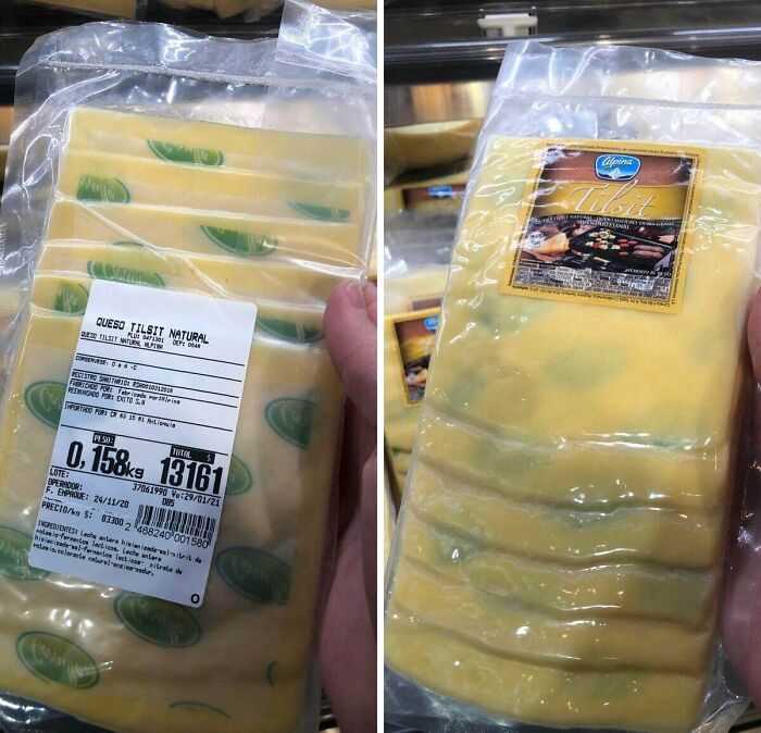 Bao bì của miếng phomai này khiến người dùng hiểu lầm nó bị mốc xanh.