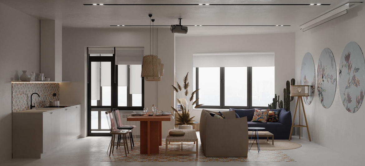 Ngôi nhà nằm trong khu đô thị Sunny Riviera, thủ đô Kiev, Ukraine dành cho hai mẹ con gây ấn tượng bởi vẻ xinh xắn, đáng yêu. 