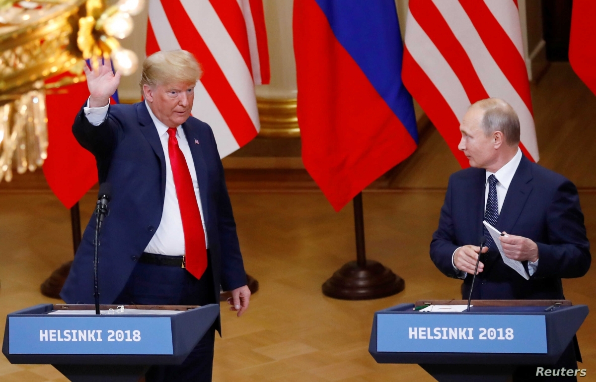 Cuộc gặp thượng đỉnh giữa Tổng thống Trump và Tổng thống Nga Vladimir Putin tại Helsinki, Phần Lan năm 2018. Ảnh: Reuters