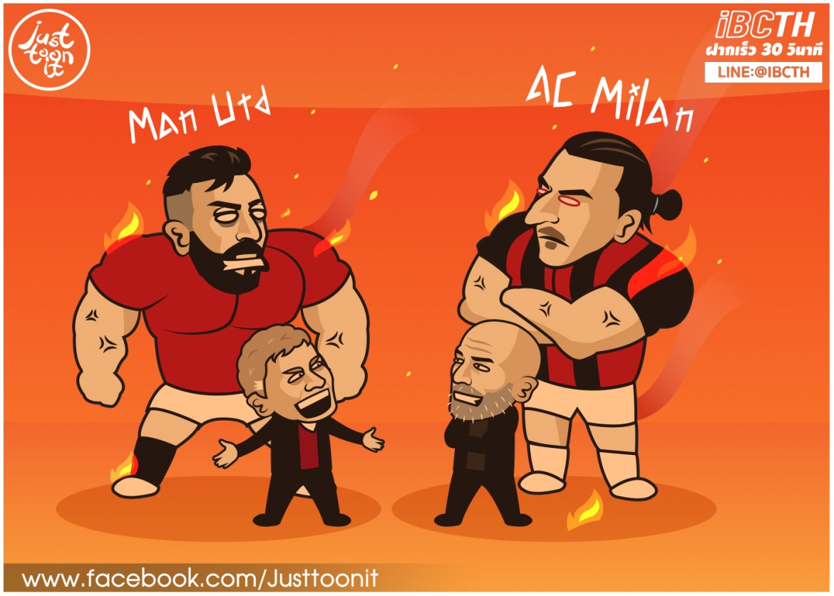 MU và AC Milan tạo nên trận cầu hấp dẫn nhất vòng 1/8 Europa League. (Ảnh: Just Toonit). 