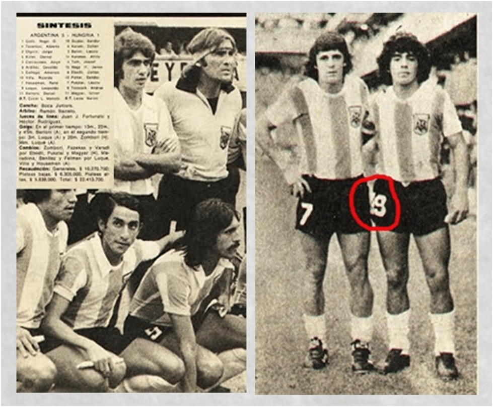 Maradona (số 19) trong lần đầu lên tập trung ĐT Argentina. (Ảnh:AFA).