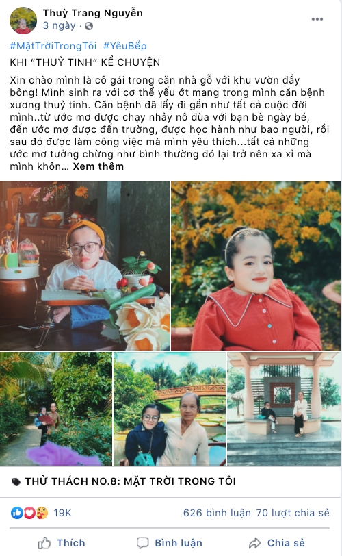 Thùy Trang Nguyễn - cô gái với căn bệnh xương thủy tinh đã đem tới Yêu Bếp câu chuyện lấp lánh niềm cảm hứng về hành trình vượt qua mặc cảm và bệnh tật để tìm thấy niềm đam mê từ những bông hoa giấy.