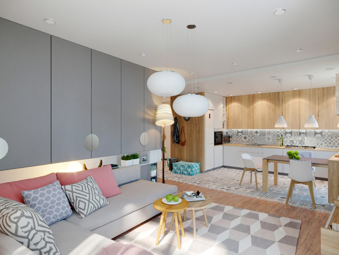 Các món nội thất không quá đắt tiền, với sofa góc hình chữ L đơn giản, bàn ghế kiểu dáng đơn giản, nhẹ nhàng phù hợp túi tiền của chủ nhân trẻ tuổi.