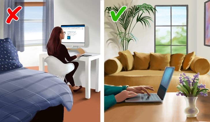 Ghế làm việc: Phòng ngủ chỉ là nơi để ngủ và thư giãn, hoàn toàn không phải để làm việc. Để bàn ghế làm việc trong phòng ngủ khiến bạn có cảm giác lo âu khi công việc vẫn chưa hoàn thành xong, do đó ảnh hưởng đến chất lượng giấc ngủ.
