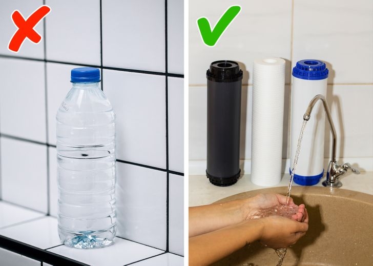Mua nước tinh khiết để sử dụng rõ ràng vừa tốn kém lại thải nhựa ra môi trường. Giải pháp đưa ra là bạn nên đầu tư một máy lọc nước tốt cho ngôi nhà và thay bộ lọc 2 lần/năm.
