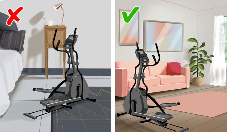Dụng cụ tập thể dục: Thiết bị tập thể dục thường cồng kềnh, chiếm không gian lớn trong phòng ngủ. Ngoài ra, nó có thể chứa nhiều mồ hôi, vi khuẩn, không tốt cho vấn đề vệ sinh. 