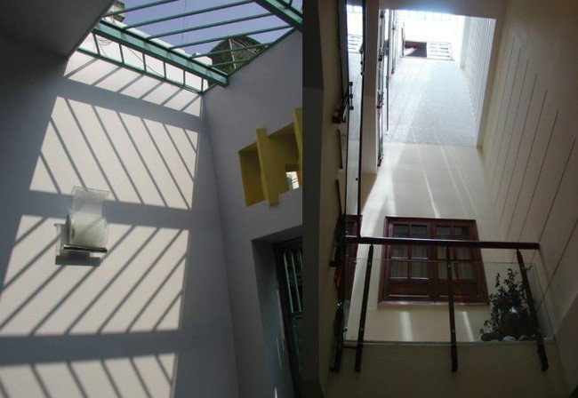 Giếng trời không chỉ có tính thẩm mỹ, giúp cho căn nhà thông thoáng, nhiều ánh sáng mà còn có tác dụng thoát hiểm.