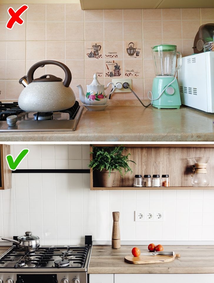 Ổ cắm điện: Bạn cần quan tâm đến nơi lắp các thiết bị ổ cắm cho phù hợp với không gian bếp, đồng thời lựa chọn kiểu dáng, màu sắc ổ cắm hài hoà với không gian bếp. Nếu có thể, hãy cài đặt các ổ cắm ẩn để có căn bếp sang trọng, hiện đại.