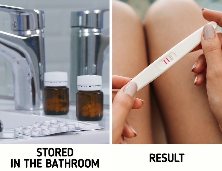 Bạn không nên để các loại thuốc trong các ngăn tủ hoặc kệ ở nhà vệ sinh. Sự thay đổi nhiệt độ, độ ẩm cũng có thể làm thay đổi thành phần hoá học của sản phẩm.
