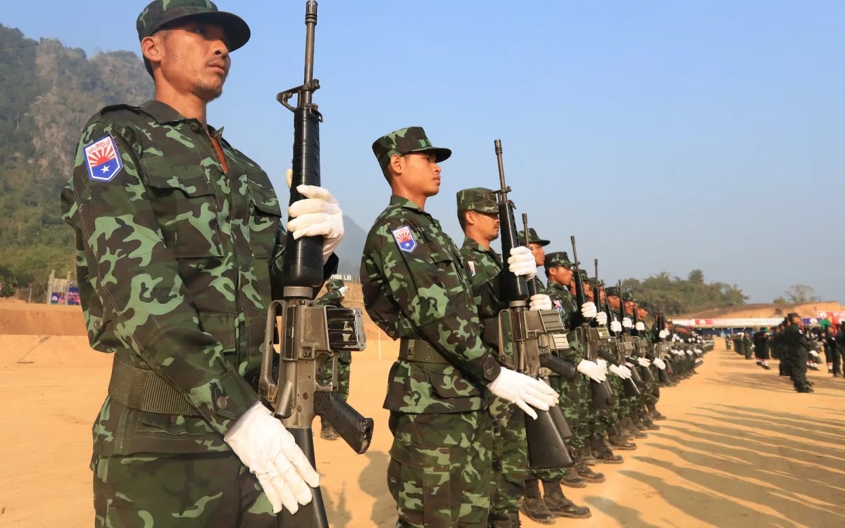 Lực lượng phiến quân KNU (Quân đội Dân tộc Karen) tại căn cứ của họ ở vùng biên giới Myanmar-Thái Lan. Ảnh: KNU.