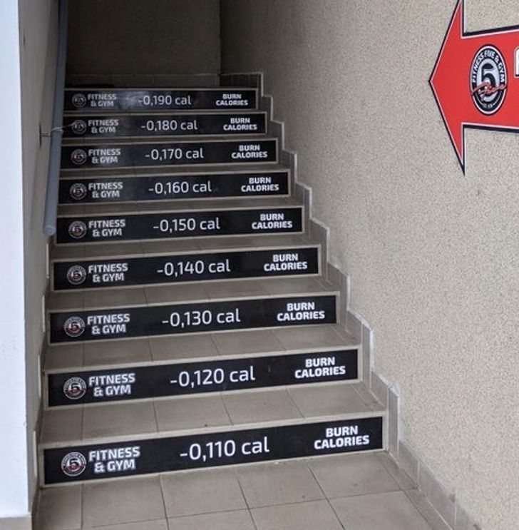Câu lạc bộ gym đã cụ thể hóa chính xác lượng calo tiêu tốn khi bạn đi từng bậc cầu thang bộ lên phòng tập. Việc thông tin cụ thể những kết quả của mỗi hành động được chứng minh sẽ tạo động lực khuyến khích con người hoàn thành công việc đề ra.