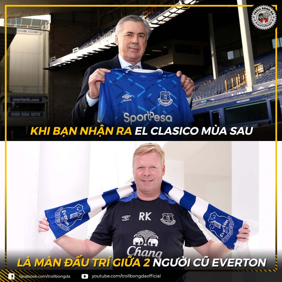  Everton "chi phối" trận Siêu kinh điển Real Madrid - Barca ở mùa giải tới. (Ảnh: Troll bóng đá). 